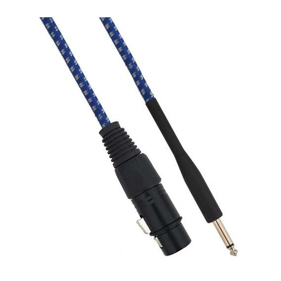 Cavo XLR Cannon femmina a Jack 6.35 maschio 3 metri Mono - Bianco/Blu Cavo XLR Cannon femmina a Jack 6.35 maschio 3 metri Mono - Bianco/Blu